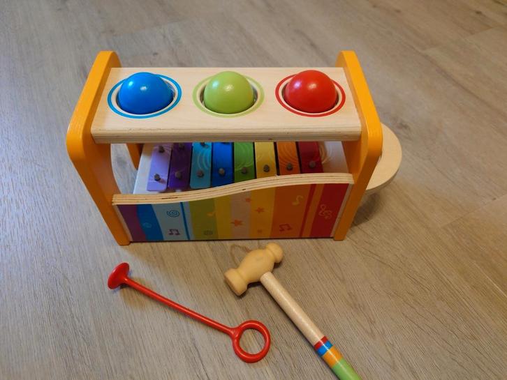 Hape xylofoon en hamer bank in 1, Kinderen en Baby's, Speelgoed | Babyspeelgoed, Zo goed als nieuw, Overige typen, Ophalen of Verzenden