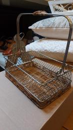 Vintage Druivenmandje Riet & IJzer, Gebruikt, Mand, Ophalen of Verzenden, Riet