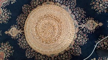 Alseda vloerkussen – stevig rond zitkussen, naturel jute beschikbaar voor biedingen