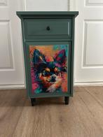 Nachtkastje chihuahua decoupage, Ophalen, Zo goed als nieuw, Minder dan 45 cm