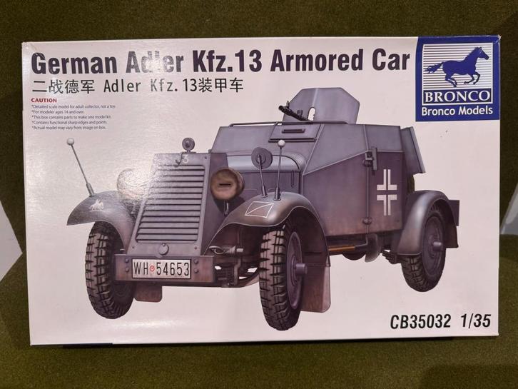 Bronco CB-35032 1/35 German Adler Armored Car, Hobby en Vrije tijd, Modelbouw | Auto's en Voertuigen, Nieuw, Auto, 1:32 tot 1:50