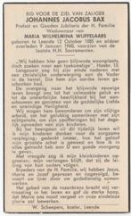 Johannes Jac. Bax 1885 Leende + 1960 Leende, 74 jaar, Verzenden