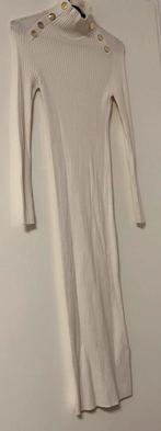 Witte ribgebreide jurk met gouden knopen (nieuw), Kleding | Dames, Jurken, Ophalen of Verzenden, Nieuw