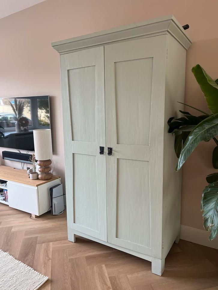 Mintgroene eiken kast, Huis en Inrichting, Kasten | Kledingkasten, Gebruikt, 150 tot 200 cm, 100 tot 150 cm, 50 tot 75 cm, Met deur(en)