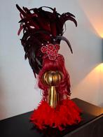 Grote tooi pruik en boa carnaval rood glitter, Kleding | Dames, Ophalen of Verzenden, Zo goed als nieuw, Maat 46/48 (XL) of groter