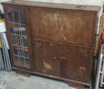 Antieke side kast lxbxh 135x32x117 glas in lood raam, opknap, Ophalen