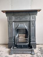 Antieke gietijzeren open haard met schouw, Huis en Inrichting, Ophalen, Gebruikt, Vrijstaande haard, Houthaard