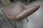 Luxe fauteuil + hocker BEAL Jess Design metaal & leer, Huis en Inrichting, Fauteuils, Ophalen, 75 tot 100 cm, Zo goed als nieuw