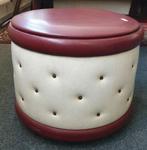 Vintage poef met deksel en vakverdeling formule meubel, Gebruikt, Rond, Ophalen, Hout