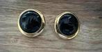 Vintage zwart/gouden clips oorbellen 3,5cm, Sieraden, Tassen en Uiterlijk, Oorbellen, Ophalen of Verzenden, Zo goed als nieuw