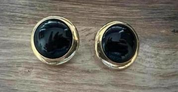 Vintage zwart/gouden clips oorbellen 3,5cm beschikbaar voor biedingen