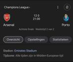 1 ticket Arsenal - Porto UEFA Champions League 12 maart, Tickets en Kaartjes, Sport | Voetbal, Maart