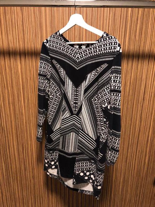 H&M zwart wit jurk lange mouw print maat XL zgan, Kleding | Dames, Jurken, Zo goed als nieuw, Maat 46/48 (XL) of groter, Zwart