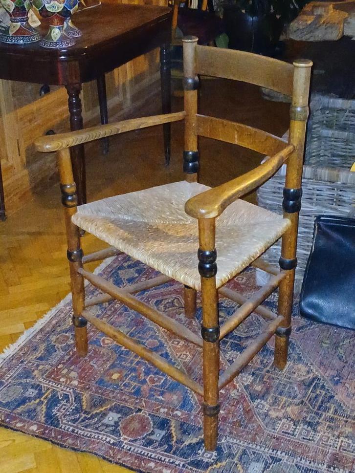 2Art Deco Riet Armstoel Jac. Levee Amsterdamse School, Antiek en Kunst, Antiek | Meubels | Stoelen en Banken, Ophalen