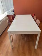 Eettafel wit uitschuifbaar, Huis en Inrichting, Ophalen, 200 cm of meer, 50 tot 100 cm, Zo goed als nieuw