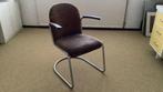 Originele Gispen 413 fauteuil met originele rib stof, Ophalen, Gebruikt, Bruin, Vintage