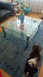 Glazen salontafel 4-kant, Huis en Inrichting, Tafels | Salontafels, Ophalen, 100 tot 150 cm, Vierkant, 50 tot 100 cm