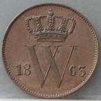 Mooie 1 cent 1863 - Willem 3, Koning Willem III, 1 cent, Losse munt, Verzenden