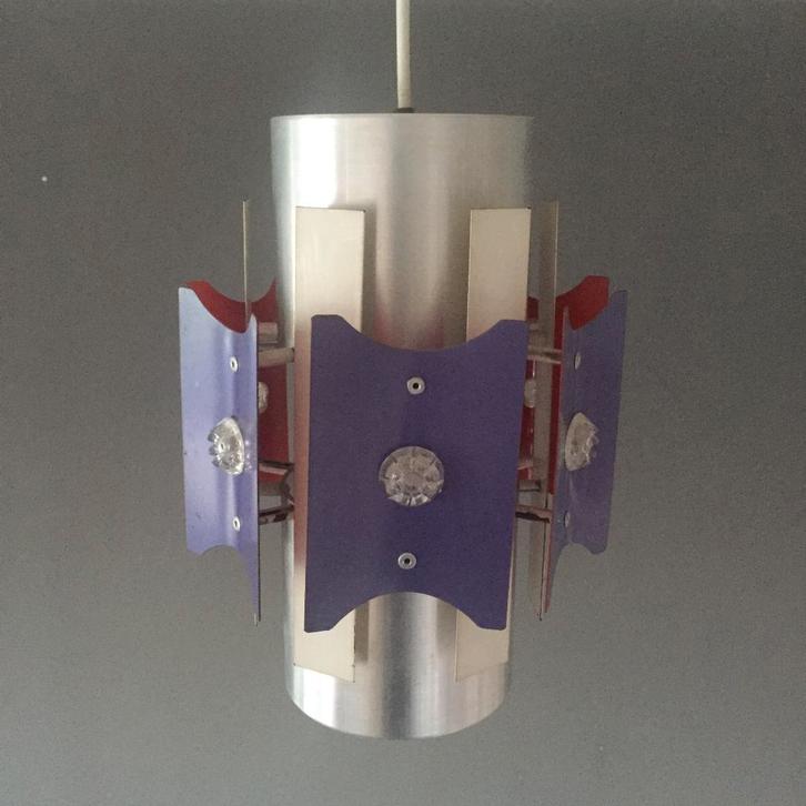 Lakro Anvia industrieel design metalen lamp jaren 60, Huis en Inrichting, Lampen | Hanglampen, Gebruikt, Minder dan 50 cm, Kunststof