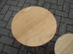Twee LUMZ eiken bijzettafeltjes Giani Zento, 45 tot 60 cm, Minder dan 55 cm, Gebruikt, Rond