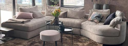SUPERmooie naturel lounge bank Niella met ribstof, Huis en Inrichting, Banken | Bankstellen, Zo goed als nieuw, Hoekbank, Vierpersoons of meer