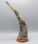 buffelhoorn, versierde hoorn, hoorn, buffel,, Antiek en Kunst, Ophalen of Verzenden