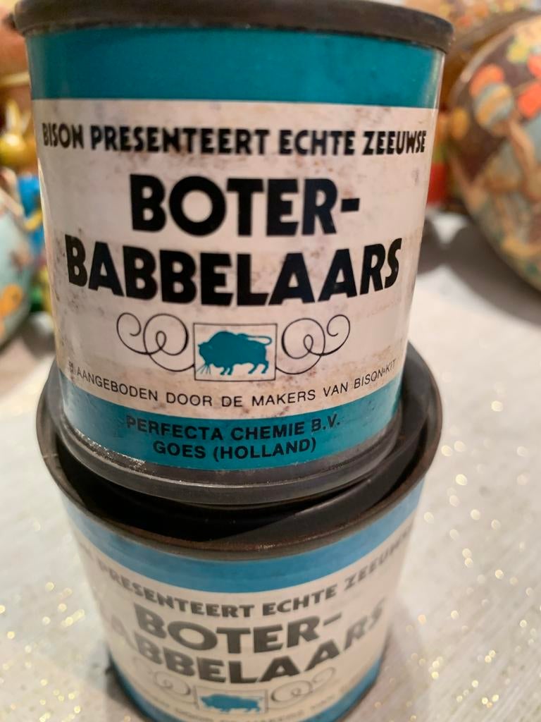 Bison zeeuwse Boterbabbelaars Blikken, Antiek en Kunst, Ophalen of Verzenden