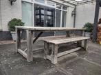 Tuintafel met bankje beton/douglas, Ophalen, Gebruikt, Rechthoekig, Hout