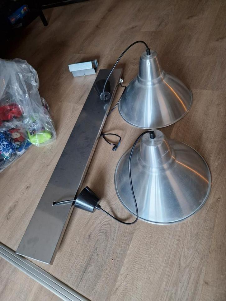 Dubbele Hanglamp Eettafel Eetkamer, Huis en Inrichting, Lampen | Hanglampen, Zo goed als nieuw, Minder dan 50 cm, Metaal, Ophalen of Verzenden