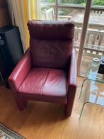 2 bordeau rode fauteuils, Huis en Inrichting, Fauteuils, Ophalen, Gebruikt, 50 tot 75 cm, Leer