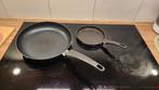 Koekenpannen set - 28cm & 16cm, Gebruikt, Aluminium, Ophalen of Verzenden, Keramische plaat
