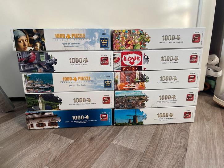 6 stuks King legpuzzels 1000 stukjes, Hobby en Vrije tijd, Denksport en Puzzels, Zo goed als nieuw, Legpuzzel, 500 t/m 1500 stukjes