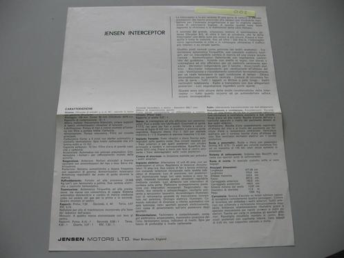JEN 002 JENSEN INTERCEPTOR, fabrieks-informatieblad, Boeken, Auto's | Folders en Tijdschriften, Zo goed als nieuw, Overige merken