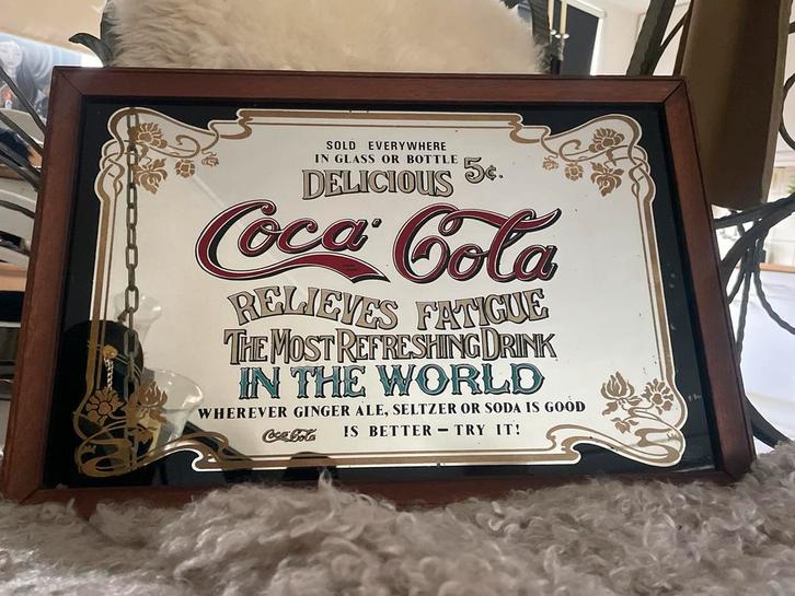 Vintage Coca-Cola Spiegel Jaren 60, Antiek en Kunst, Antiek | Spiegels, 50 tot 100 cm, Minder dan 100 cm, Rechthoekig, Ophalen