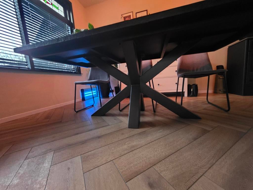 Zwarte eettafel 100x200 cm, Huis en Inrichting, Tafels | Eettafels, 200 cm of meer, 50 tot 100 cm, Zo goed als nieuw, Vijf personen of meer