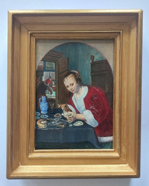 Het oestereetstertje (Hollandse School 20e eeuw), Antiek en Kunst, Kunst | Schilderijen | Klassiek, Ophalen of Verzenden