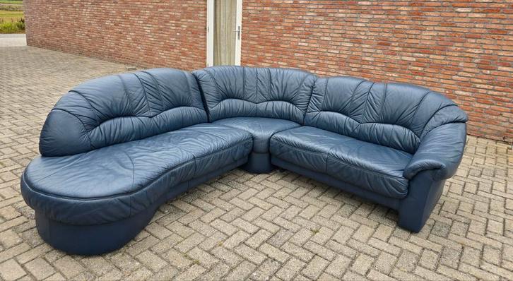 In super staat! Lederen Hoekbank & Draaifauteuil Longlife, Huis en Inrichting, Banken | Complete zithoeken, Ophalen