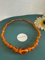 Q176/Vintage BAKELIET facet geslepen ketting, Overige materialen, Gebruikt, Verzenden, Oranje