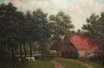 Dommers.. - olieverf boerenerf 1893, Antiek en Kunst, Kunst | Schilderijen | Klassiek, Ophalen of Verzenden
