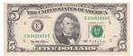 USA 5 dollar 1995 serie E (UNC), Verzenden, Noord-Amerika, Los biljet