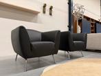 2 als nieuw Gelderland 6250 Fauteuil zwart leer design stoel, Huis en Inrichting, Fauteuils, Ophalen of Verzenden, Zo goed als nieuw