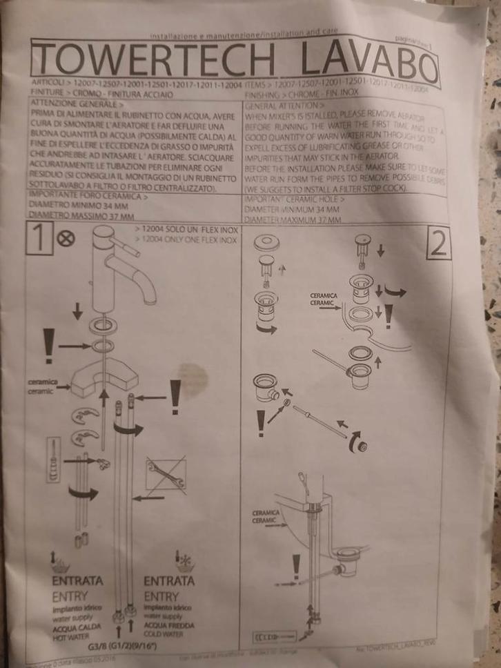 Towertech Lavabo Wastafelkraan -, Doe-het-zelf en Verbouw, Sanitair, Nieuw, Kraan, Chroom, Ophalen of Verzenden
