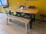 Eettafel SKOGSTA van ikea met stoelen, Huis en Inrichting, Ophalen, 200 cm of meer, 50 tot 100 cm, Zo goed als nieuw