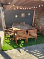 Tuinset 8 personen + kussens, Tuin en Terras, Ophalen, Gebruikt, Eettafel, 8 zitplaatsen