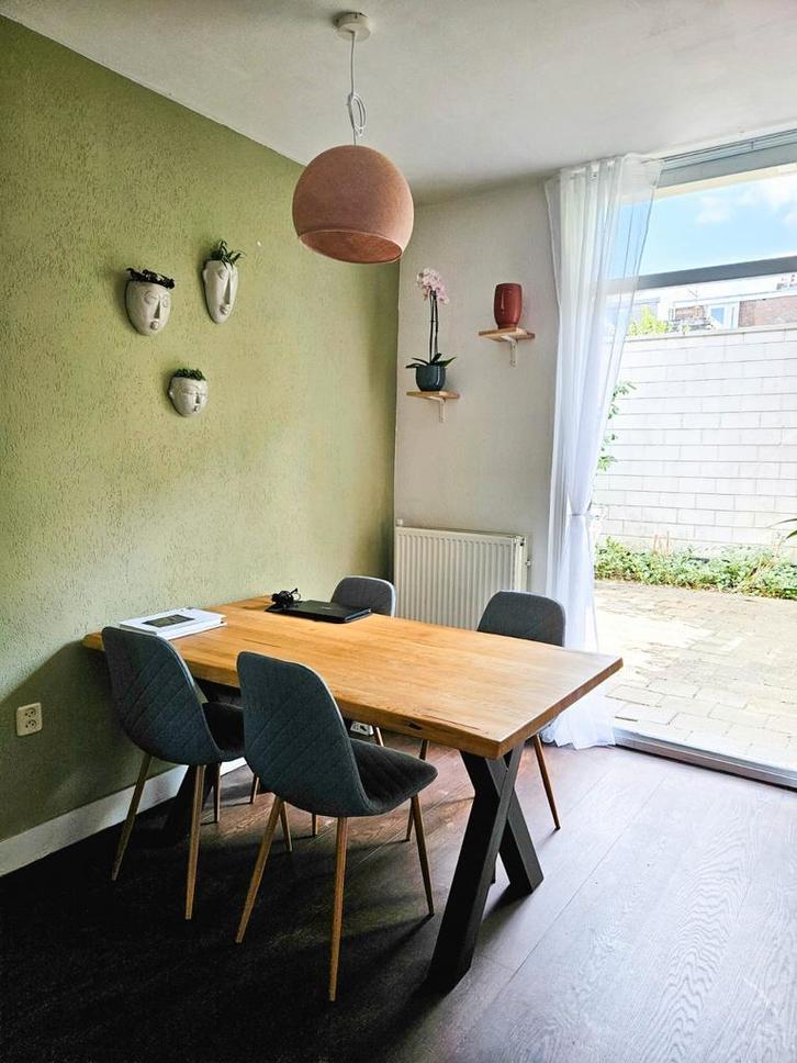 Eetkamer zet, Huis en Inrichting, Tafels | Eettafels, Gebruikt, 50 tot 100 cm, 150 tot 200 cm, Vier personen, Rechthoekig, Eikenhout
