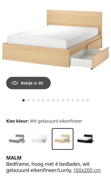IKEA MALM 160 X 200 (Nieuw: €319) Bedframe incl. 4 lades - afbeelding 2
