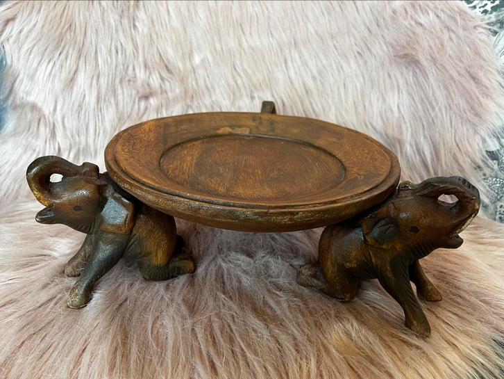 Serveerschaal / fruitschaal hout met olifanten, Antiek en Kunst, Kunst | Beelden en Houtsnijwerken, Ophalen of Verzenden