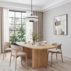 Eiken eettafel boomstamtafel Deens Ovaal Japandi 180-300cm, Huis en Inrichting, Tafels | Eettafels, 100 tot 150 cm, Eikenhout