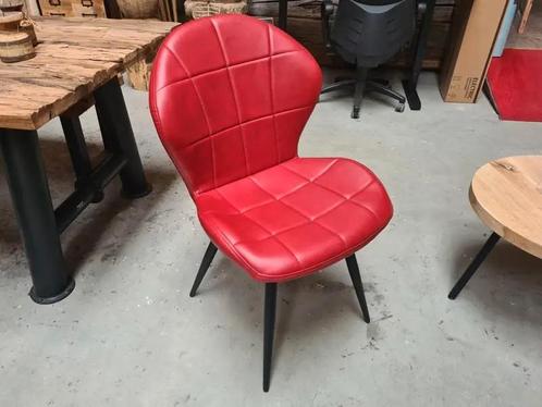 Rode Karmijn Eetkamerstoel - Nieuw!, Huis en Inrichting, Stoelen, Nieuw, Eén, Kunststof, Leer, Metaal, Rood, Ophalen of Verzenden