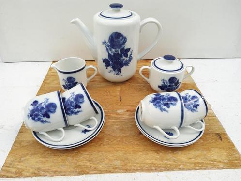 Mosa = Douwe Egberts - Theepot Roomstel etc. Blauwe Roos, Antiek en Kunst, Antiek | Servies los, Ophalen of Verzenden